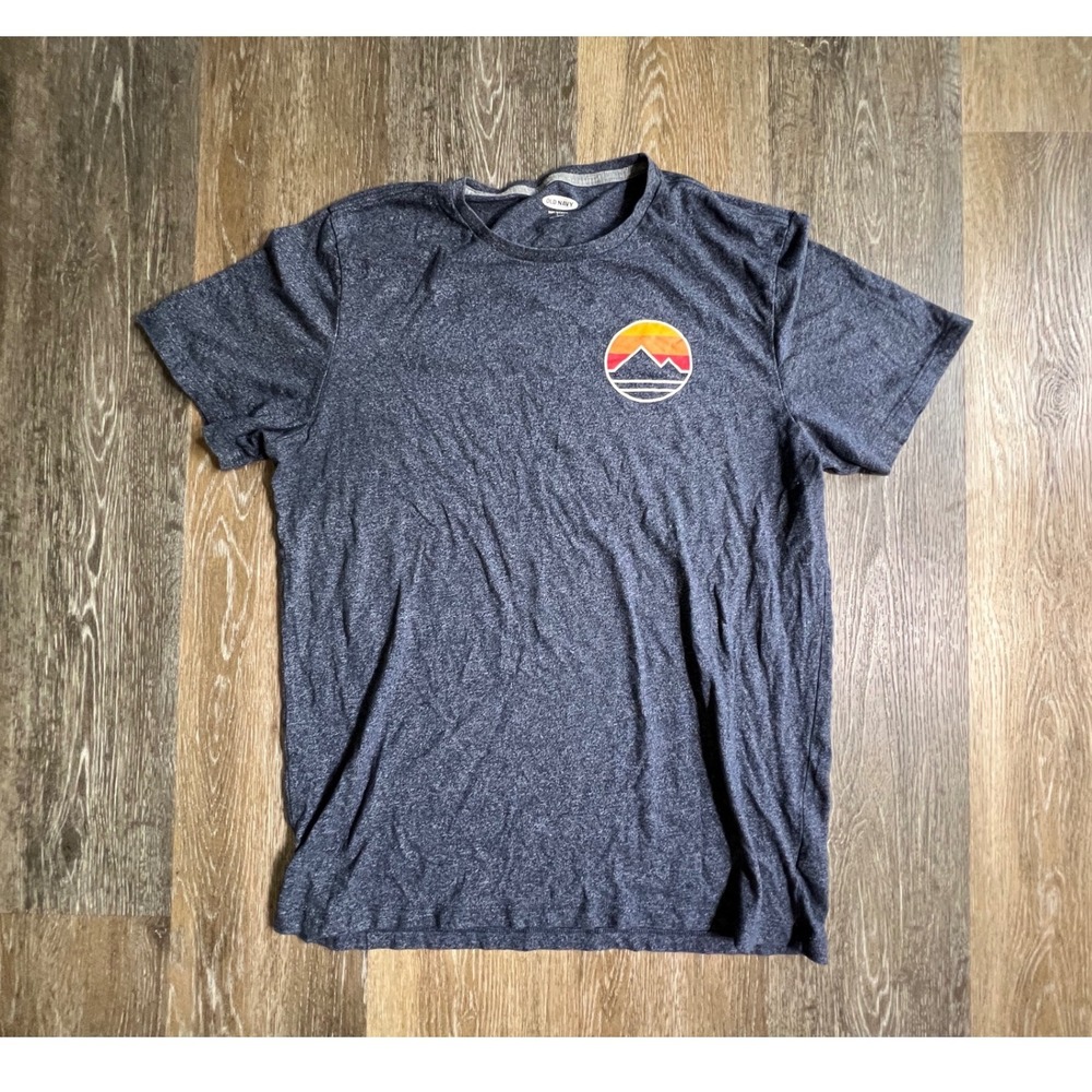 Old Navy T-Shirt Mens Large Navy Blue Mountain Graphic Soft-Washed‎ Short Sleeve